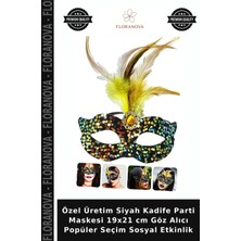 Floranova Özel Üretim Siyah Kadife Parti Maskesi 19X21 cm Göz Alıcı Popüler Seçim Sosyal Etkinlik