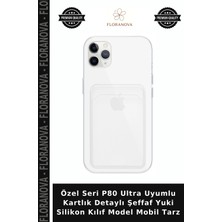 Floranova Özel Seri P80 Ultra Uyumlu Kartlık Detaylı Şeffaf Yuki Silikon Kılıf Model Mobil Tarz