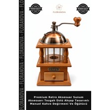 Floranova Premium Retro Aksesuar Sunum Aksesuarı Tezgah Üstü Ahşap Tasarımlı Manuel Kahve Değirmeni ve Öğütücü
