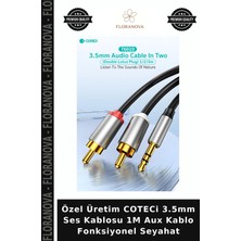 Floranova Özel Üretim Coteci 3.5mm Ses Kablosu 1m Aux Kablo Fonksiyonel Seyahat