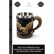 Floranova Özel Seri Hediyelik Eşya Sunumluk Fincan Kartal Tasarımlı 3D Kabartmalı Kupa Bardak
