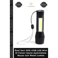 Floranova Özel Seri Xpe+Cob LED Mini El Feneri Güçlü Aydınlatma Beyaz Işık Metal Lamba