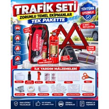 Velonova Araç Trafik Seti Ilk Yardım Seti Tuvtürk Muayene Uyumlu 1 kg Yangın Tüpü Çantalı Trafik Set
