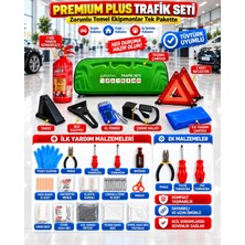 Velonova Premium Trafik ve Ilk Yardım Seti Tüvtürk Muayene Uyumlu Ce Belgeli Abc 1kg Yangın Söndürücü ve E Belgeli Reflektör-Yeşil