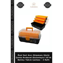 Floranova Özel Seri Avcı Ekipmanı Gözlü Çanta Hırdavat Düzenleyici 16'lık Balıkçı Takım Çantası - 3 Raflı