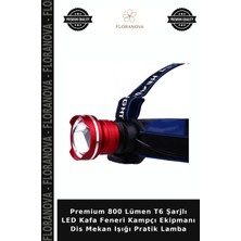 Floranova Premium 800 Lümen T6 Şarjlı LED Kafa Feneri Kampçı Ekipmanı Dis Mekan Işığı Pratik Lamba