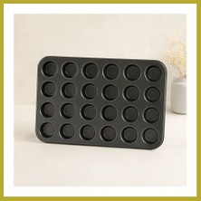 Bezos 24 Gözlü Metal Muffin Kek Kalıbı Siyah Bcks