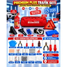 Velonova Premium Trafik ve Ilk Yardım Seti Tüvtürk Muayene Uyumlu Ce Belgeli Abc 1kg Yangın Söndürücü ve E Belgeli Reflektör-Kırmızı