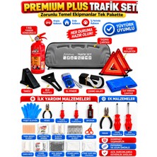 Velonova Premium Trafik ve Ilk Yardım Seti Tüvtürk Muayene Uyumlu Ce Belgeli Abc 1kg Yangın Söndürücü ve E Belgeli Reflektör-Gri
