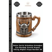 Floranova Delux Serisi Arkadaşa Armağan Çay Bardağı Sunum Kupası Viking Miğferi Kupa Bardak 3D