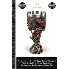 Floranova Premium Hediyelik Eşya Baba Hediyesi Parti Kadehi Ejderha Tasarımlı Paslanmaz Çelik Kadeh Kupa 3D