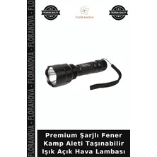 Floranova Premium Şarjlı Fener Kamp Aleti Taşınabilir Işık Açık Hava Lambası