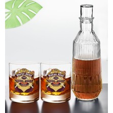 Bk Gift Kişiye Özel Isimli Dtf Premium Viski Tasarımlı Ikili Viski Kadehi ve Karaf Seti-1, Arkadaşa Hediye, Sevgiliye Hediye
