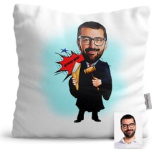BK Gift Kişiye Özel Hakim Karikatür Saten Yastık - 1