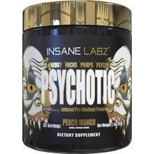 Insane Labz Psychotic Gold Preworkout Beta Alanine, Dmae Bitartrate, No Booster 35 Servis - Peach Mango