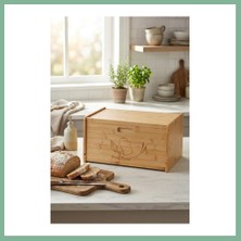 Bşk Virgo Doğal Bambu Kapaklı Ekmek Kutusu & Doğal Bambu Ekmek Dolabı (23X38X20 Cm) BSK2026