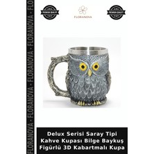 Floranova Delux Serisi Saray Tipi Kahve Kupası Bilge Baykuş Figürlü 3D Kabartmalı Kupa