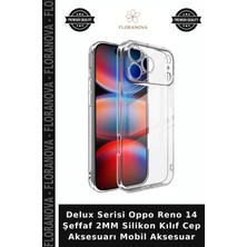 Floranova Delux Serisi Oppo Reno 14 Şeffaf 2mm Silikon Kılıf Cep Aksesuarı Mobil Aksesuar