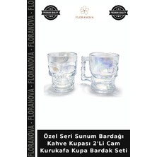 Floranova Özel Seri Sunum Bardağı Kahve Kupası 2'li Cam Kurukafa Kupa Bardak Seti