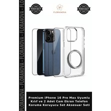 Floranova Premium iPhone 16 Pro Max Uyumlu Kılıf ve 2 Adet Cam Ekran Telefon Koruma Koruyucu Set Aksesuar Seti