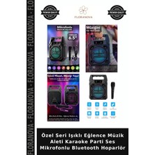 Floranova Özel Seri Işıklı Eğlence Müzik Aleti Karaoke Parti Ses Mikrofonlu Bluetooth Hoparlör