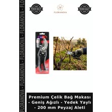 Floranova Premium Çelik Bağ Makası - Geniş Ağızlı - Yedek Yaylı - 200 mm Peyzaj Aleti