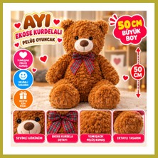 Bezos PL50243 50 cm Ayı Ekose Kurdelalı Peluş Oyuncak Bcks