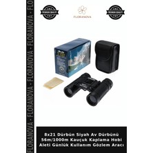 Floranova 8X21 Dürbün Siyah Av Dürbünü 56M/1000M Kauçuk Kaplama Hobi Aleti Günlük Kullanım Gözlem Aracı