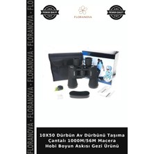 Floranova 10X50 Dürbün Av Dürbünü Taşıma Çantalı 1000M/56M Macera Hobi Boyun Askısı Gezi Ürünü