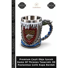Floranova Premium Çeşit Obje Içecek Game Of Thrones Tasarımlı 3D Paslanmaz Çelik Kupa Bardak
