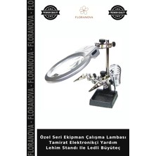 Floranova Özel Seri Ekipman Çalışma Lambası Tamirat Elektronikçi Yardım Lehim Standı ile Ledli Büyüteç