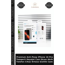 Floranova Premium Anti-Peep iPhone 16 Pro Temperli Hayalet Cam Ekran Akıllı Telefon Cihaz Örtüsü Gizlilik Camı