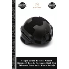 Floranova Single Sword Tactical Airsoft Kompozit Başlık, Koruyucu Kask Atış Ekipmanı Spor Kaskı Kamp Başlığı