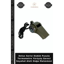 Floranova Delux Serisi Düdük Pusula Termometre Yürüyüş Gereci Seyahat Aleti Doğa Malzemesi