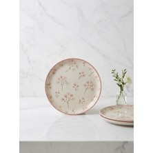 Evin Bizden 4 Kişilik Life Desen Servis Sunum Yemek Tabağı 4 Parça Seramik Model 24 cm