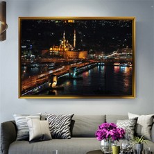 Giyense Tablogece Galata Köprüsü ve Eminönü Cami Manzaralı Kanvas Tablo Salon Duvar Dekoru