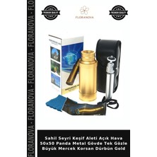 Floranova Sahil Seyri Keşif Aleti Açık Hava 50X50 Panda Metal Gövde Tek Gözle Büyük Mercek Korsan Dürbün Gold