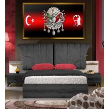 Giyense Tabloatatürk Silüeti ve Osmanlı Arması Görselli Çerçeveli Kanvas Tablo Şık Duvar Tablosu