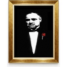 Giyense Tabloaltın Çerçeveli The Godfather Baba Marlon Brando Pop Art Tablo Sinema Sever Ofis Genç Odası Duvar Dekoru
