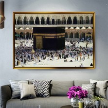 Giyense Tablokutsal Kabe-I Muazzama ve Mescid-I Haram Görselli Islami Kanvas Tablo Duvar Dekoru