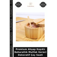 Floranova Premium Ahşap Kaşıklı Baharatlık Mutfak Gereci Dekoratif Çay Saati