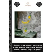 Floranova Özel Üretim Ananas Tasarımlı Kupa Bardak Arkadaşa Hediye Estetik Model Kapaklı Içecek