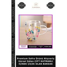 Floranova Premium Sofra Ürünü Alışveriş Görsel Şölen Çift Katmanlı Içinde Çiçek Olan Bardak