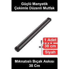 Wonara #bıçakaskısı Mıknatıslı Bıçak Askısı 38 cm Duvara Monte Manyetik Tutucu Siyah Mutfak Düzenleyici Metal Gereç Asma Aparatı Vidalı Montaj Pratik Organizer Şık Dekoratif Tasarım Kolay Kurulum