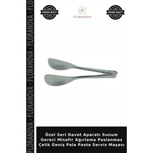 Floranova Özel Seri Davet Aparatı Sunum Gereci Misafir Ağırlama Paslanmaz Çelik Geniş Pala Pasta Servis Maşası