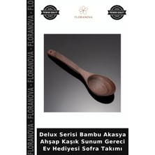Floranova Delux Serisi Bambu Akasya Ahşap Kaşık Sunum Gereci Ev Hediyesi Sofra Takımı