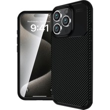Urfakent Apple iPhone 16 Pro Max Uyumlu Kılıf Auto Focus Karbon Kapak - Siyah