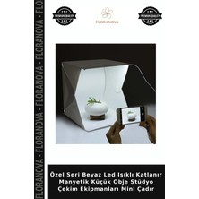 Floranova Özel Seri Beyaz LED Işıklı Katlanır Manyetik Küçük Obje Stüdyo Çekim Ekipmanları Mini Çadır