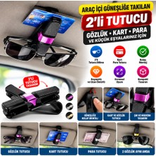 Akıllı Bayi Araç Içi Güneşliğe Takılan 2'li Gözlük,kart,para Takmalık Aparat