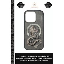 Floranova iPhone 15 Uyumlu Magsafe 3D Golden Dragon Kılıf Cihaz Koruması Günlük Kullanım Stil Sahibi